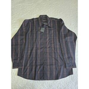 NWT ENRO Men's Brown/Black Dress Shirt Size L